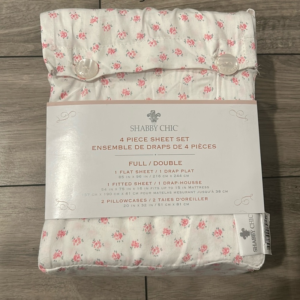 NEW Shabby Chic four-piece sheet set Full/Double 100% cotton